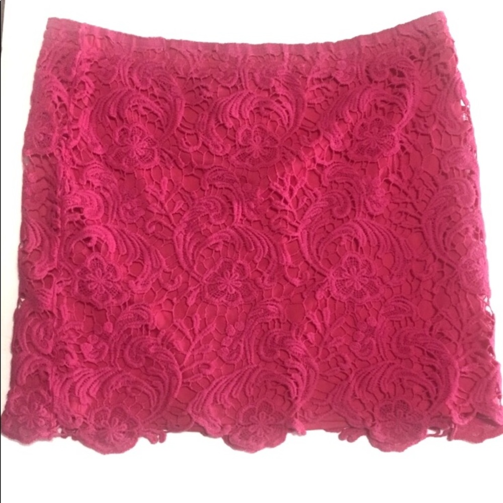 Fuschia crochet lace mini skirt